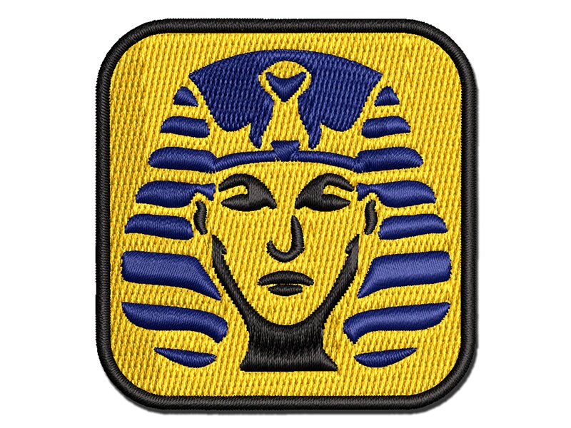 Ancient Egyptian Pharaoh with Crown Multi-Color Embroidered Iron-On or Hook & Loop Patch Applique