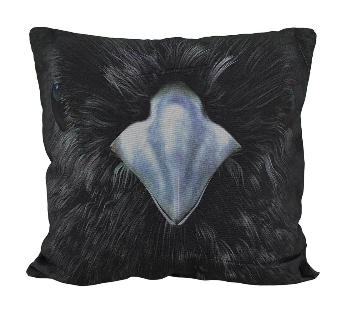 18 in. Black Raven Face Decorative Throw Pillow