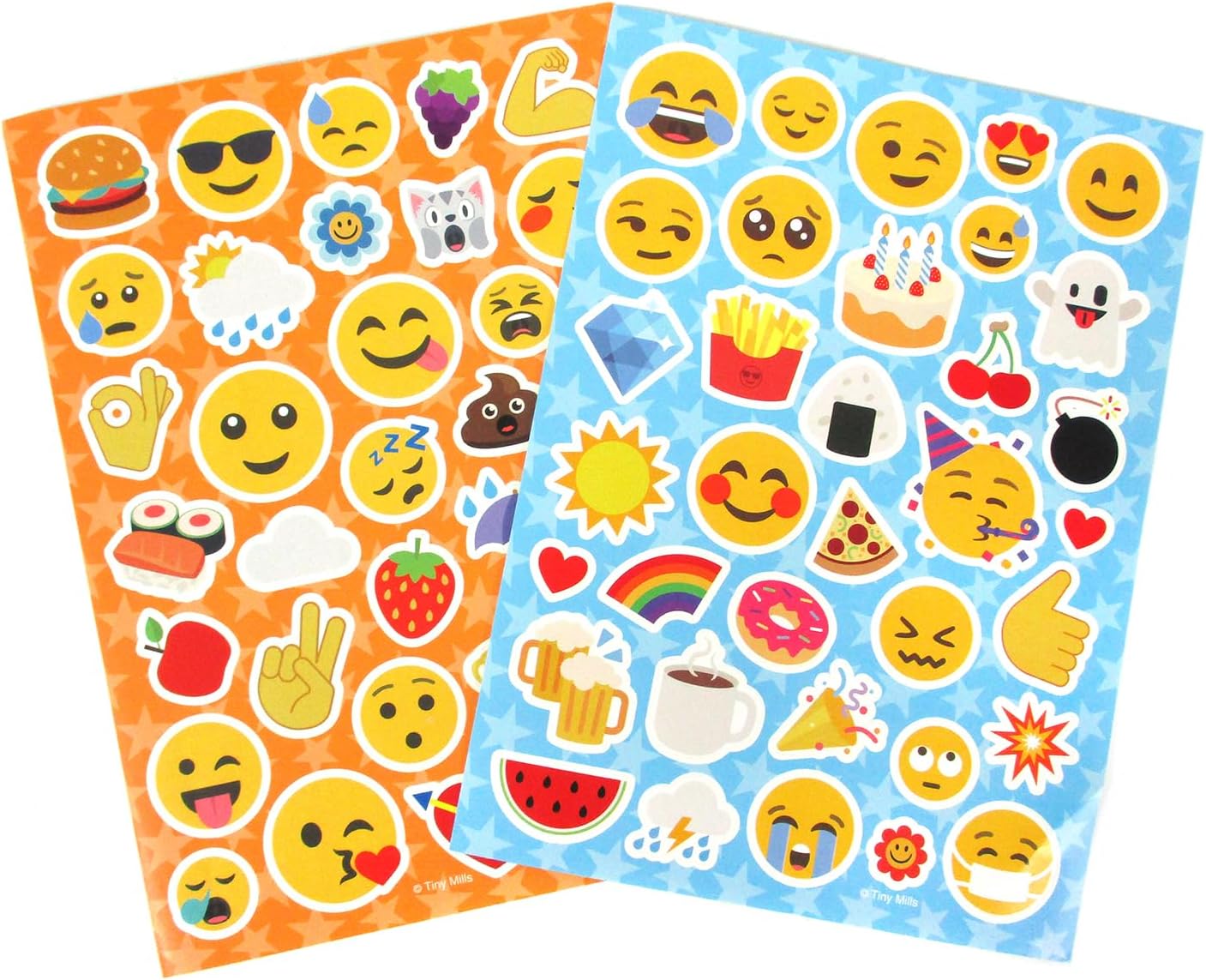 TINYMILLS Emoji Birthday Party Favor Set (12 multi-point pencils, 12 stampers, 12 sticker sheets, 12 small spiral notepads) Emoji Pencils Emoji Stampers Emoji Notepads Emoji Stickers