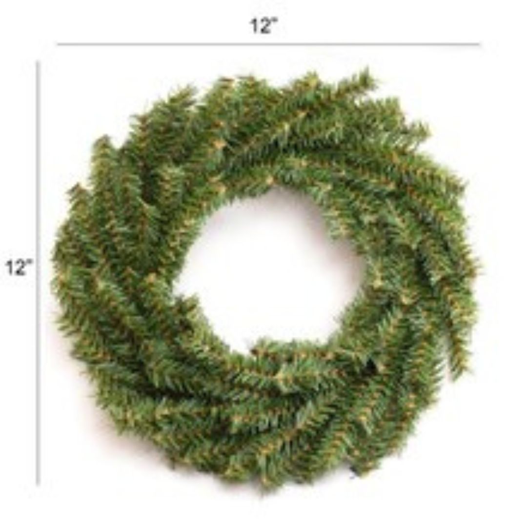 Canadian Pine Wreath with 120 Lifelike Green Tips | 12&#x22; Wide | Indoor/Outdoor Use | Holiday Xmas Accents | Christmas Wreaths | Home &#x26; Office Decor