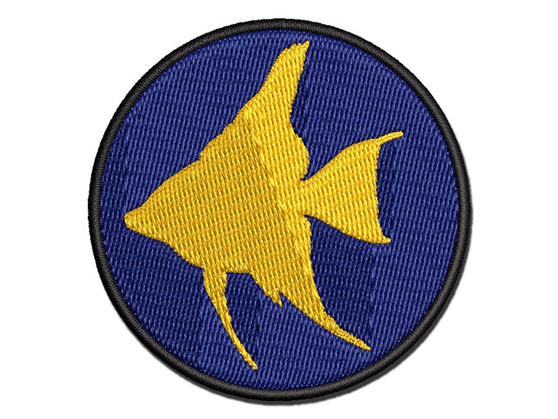 Freshwater Angelfish Fish Silhouette Multi-Color Embroidered Iron-On or Hook &#x26; Loop Patch Applique