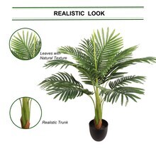 28&#x22; Artificial Fan Palm Plants - 2-Pack Realistic Leaves, Potted in Black Planters, Indoor/Outdoor Decor, Home &#x26; Office Accents - All-Season Use, Floral Home by Artificial Flowers