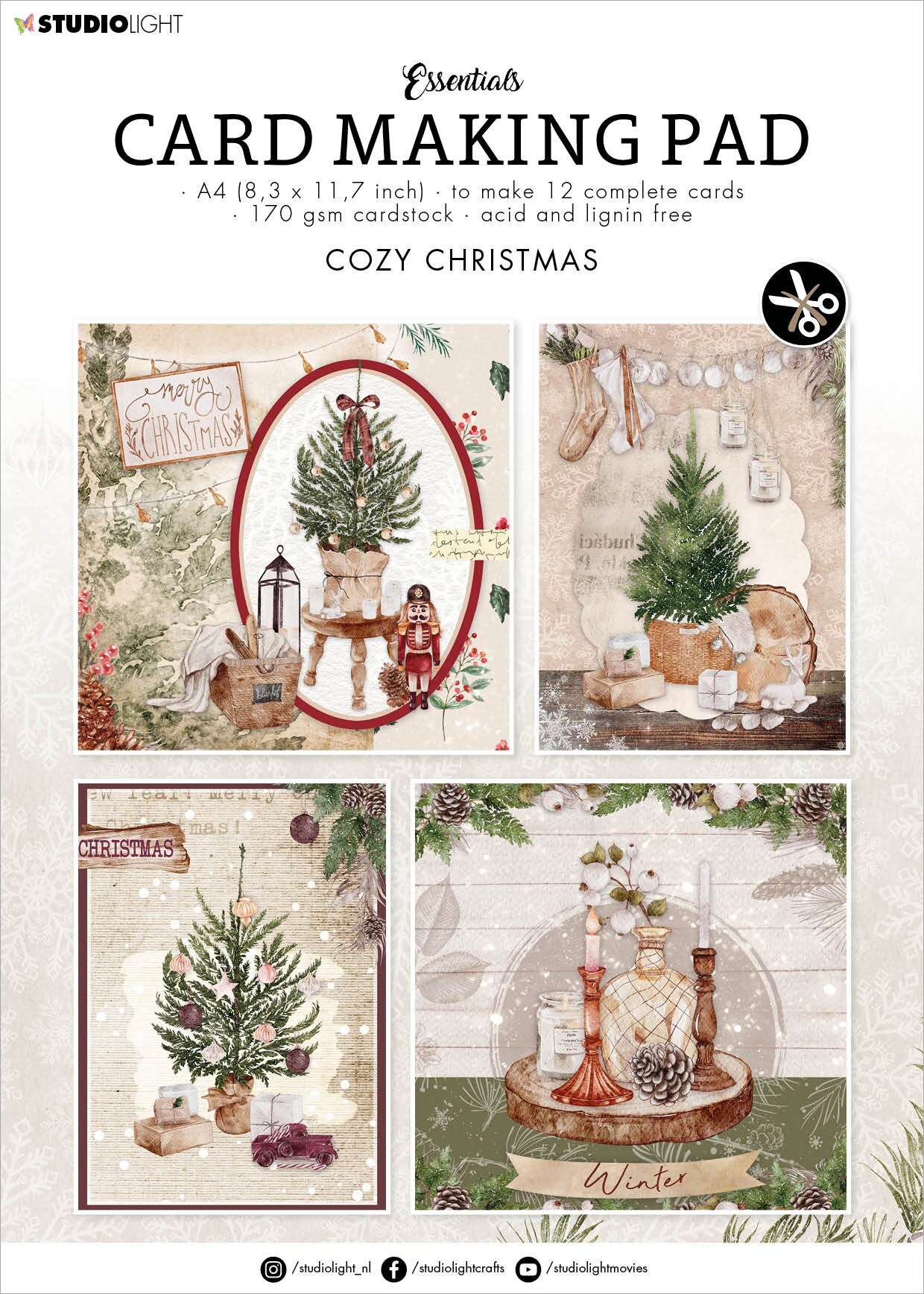 Studio Light Essentials Card Making Pad 12/Pkg-Nr. 07, Cozy Christmas ...