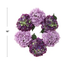 18&#x22; Magenta Pink Hydrangea Wreath with Grapevine Ring by Floral Home&#xAE;