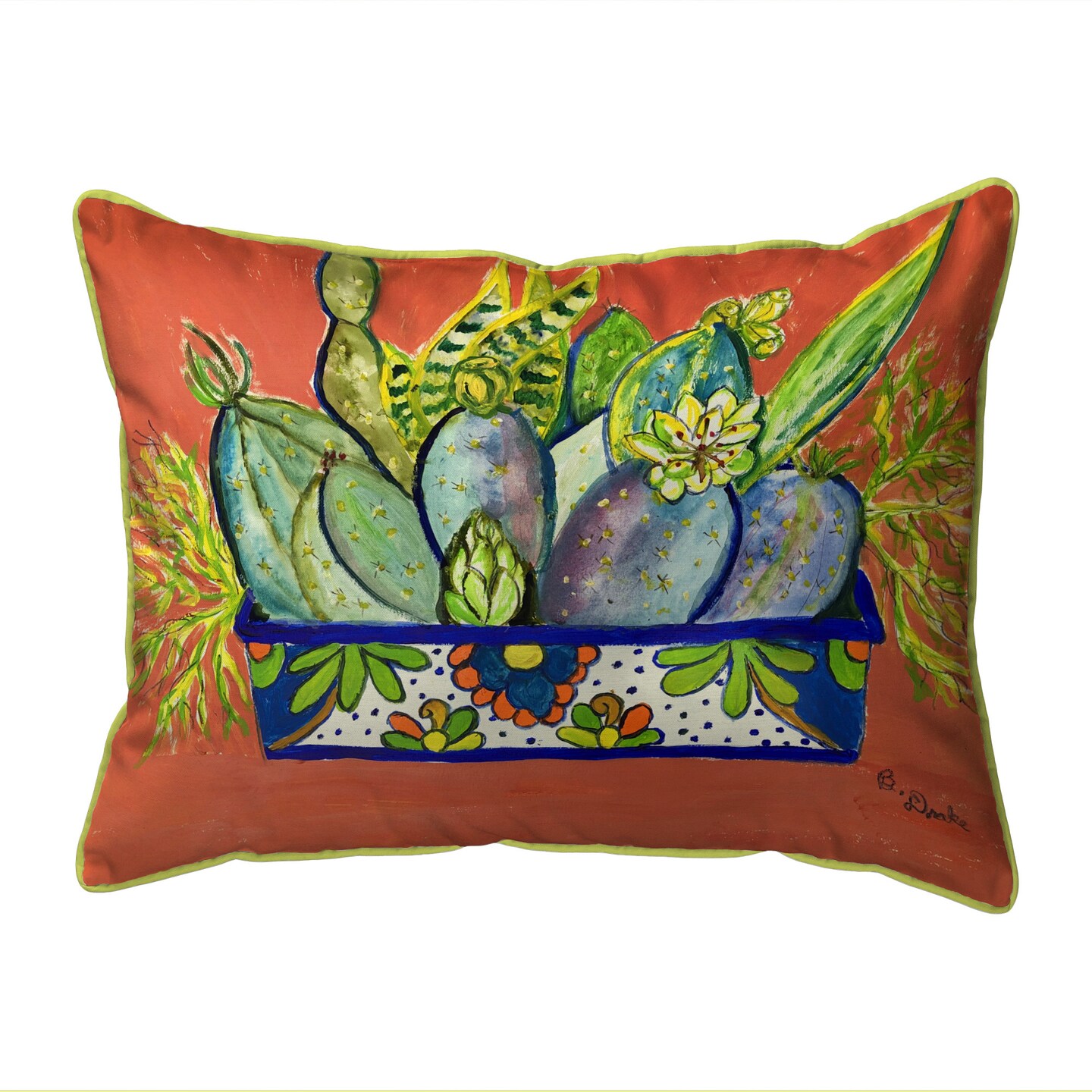 Betsy Drake Cactus in Planter Extra Large Zippered Indoor/Outdoor