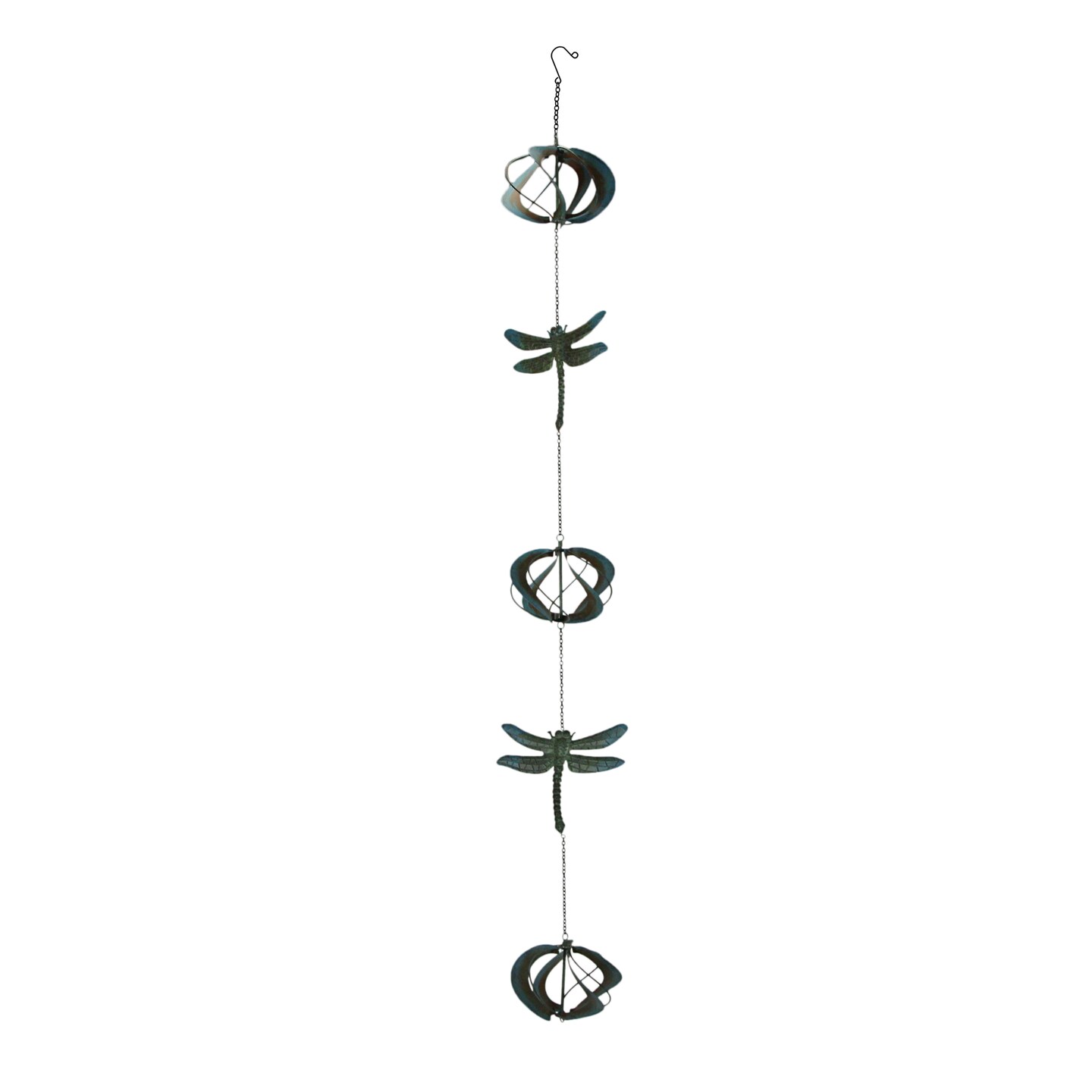 Metal Dragonfly Wind Spinner Chain Kinetic Garden Sculpture Home Decor