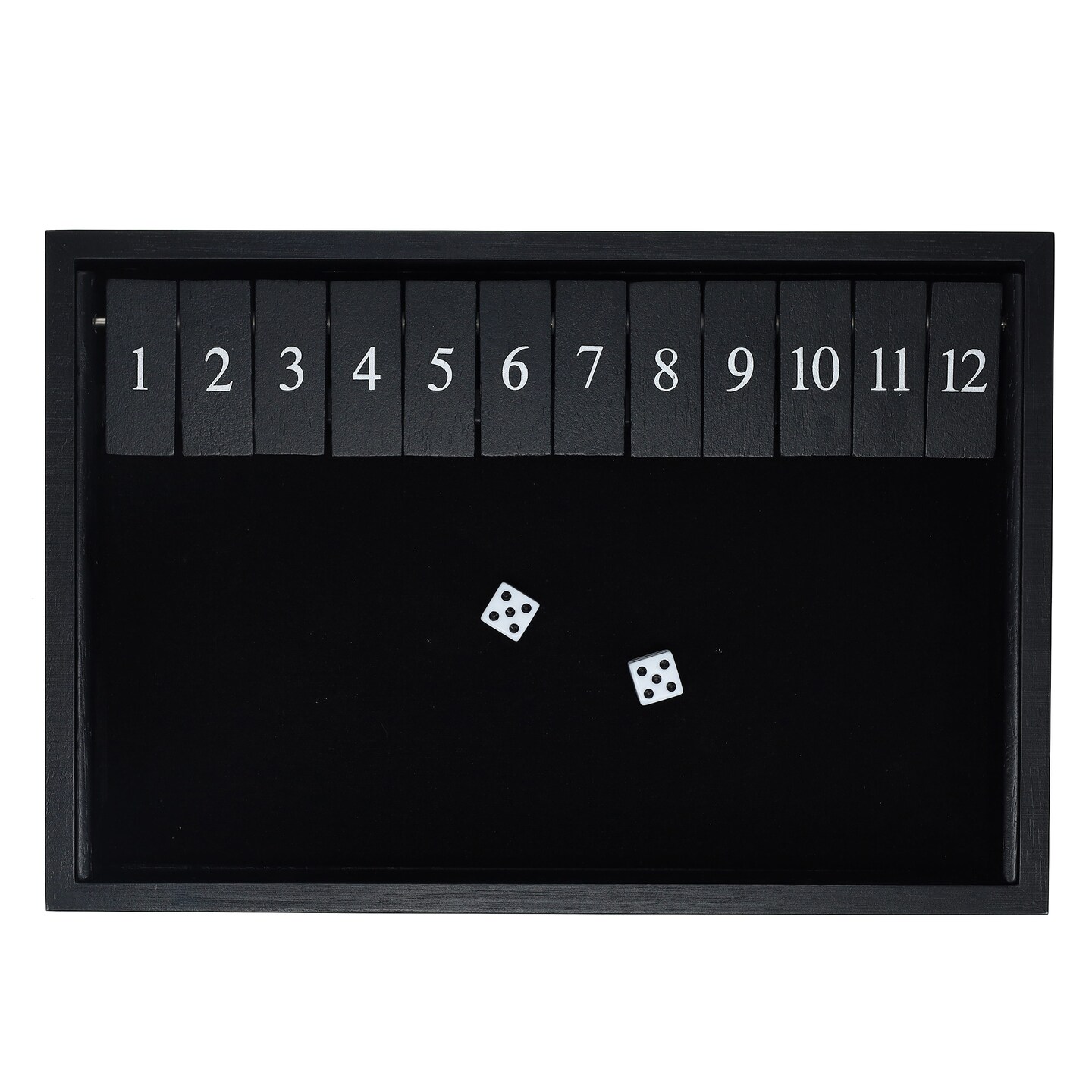 WE Games 12 Number Shut the Box Board Game, Black Stained Wood, 13.5 in.