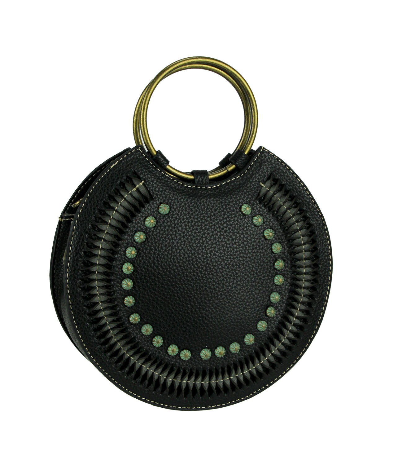Montana West Cut-Out Collection Round Ring Handle Handbag with Crossbody Strap