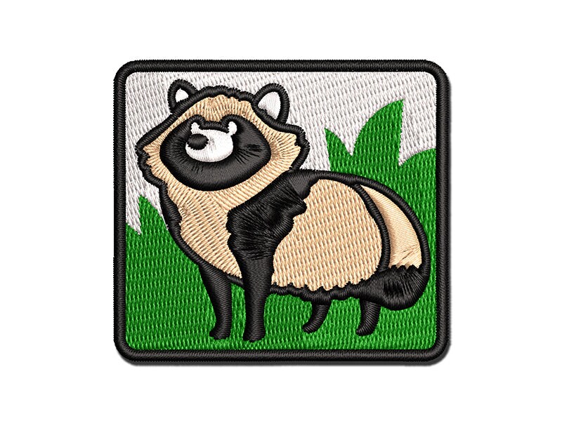 Alert Tanuki Japanese Raccoon Dog Multi-Color Embroidered Iron-On or Hook &#x26; Loop Patch Applique