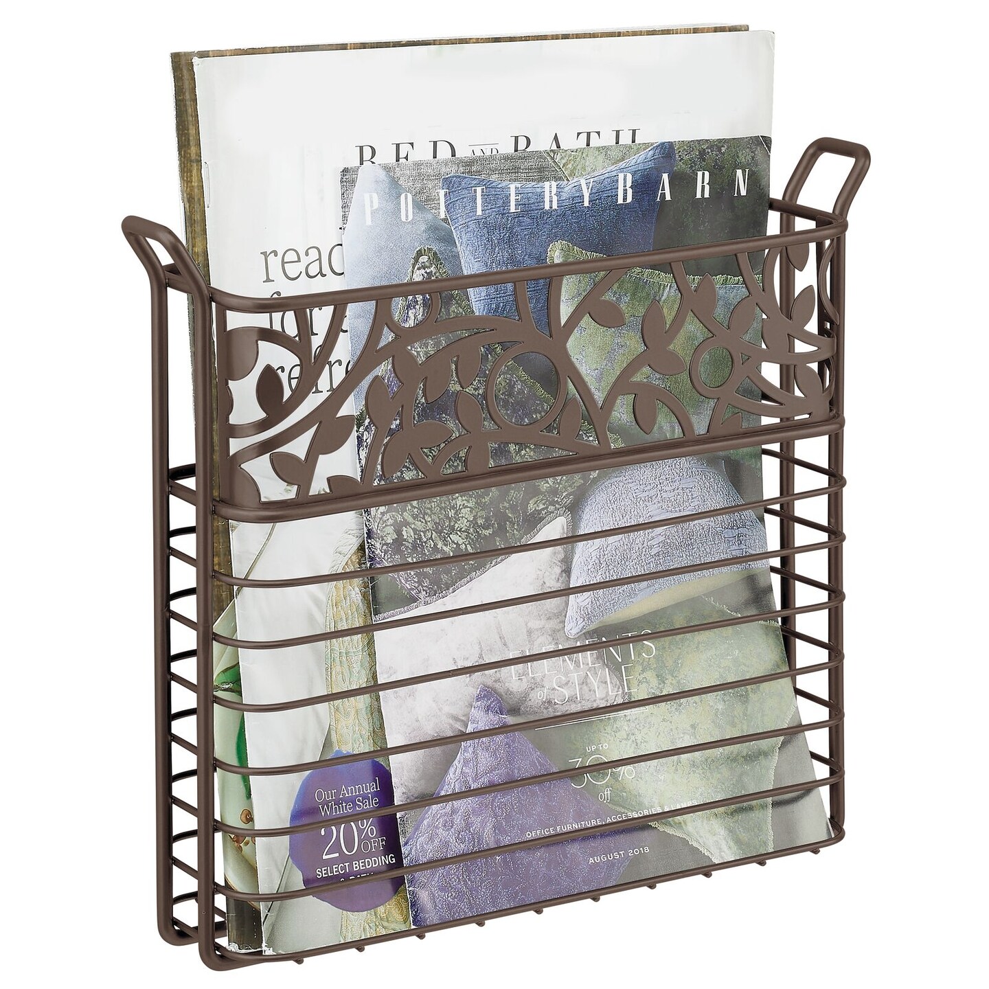 mDesign Metal Wall Mount Magazine, Book Holder, Compact Rack