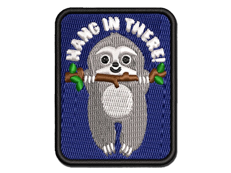 Hang in There Sweet Sloth Multi-Color Embroidered Iron-On or Hook &#x26; Loop Patch Applique