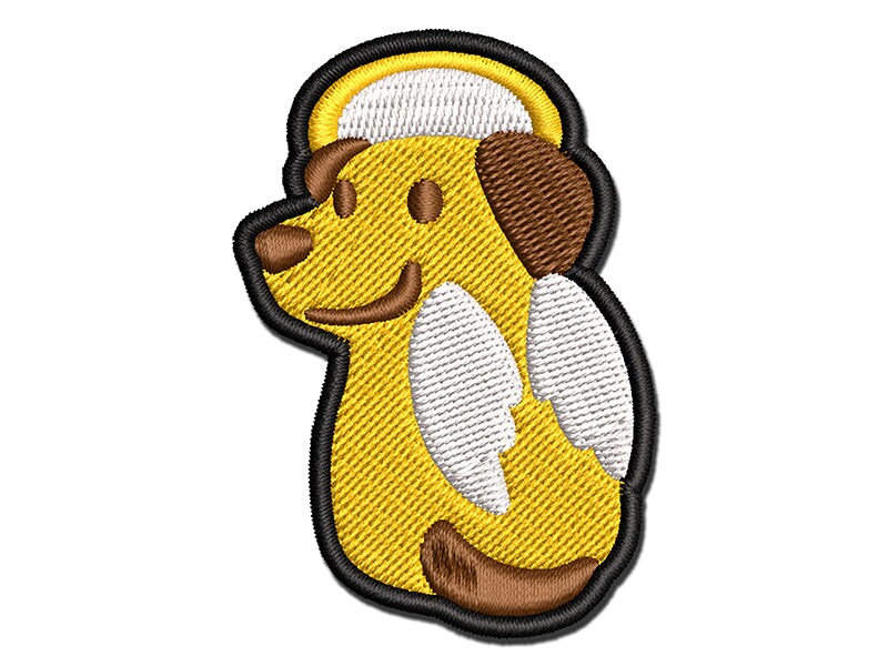 Angel Dog with Wings Halo Multi-Color Embroidered Iron-On or Hook &#x26; Loop Patch Applique