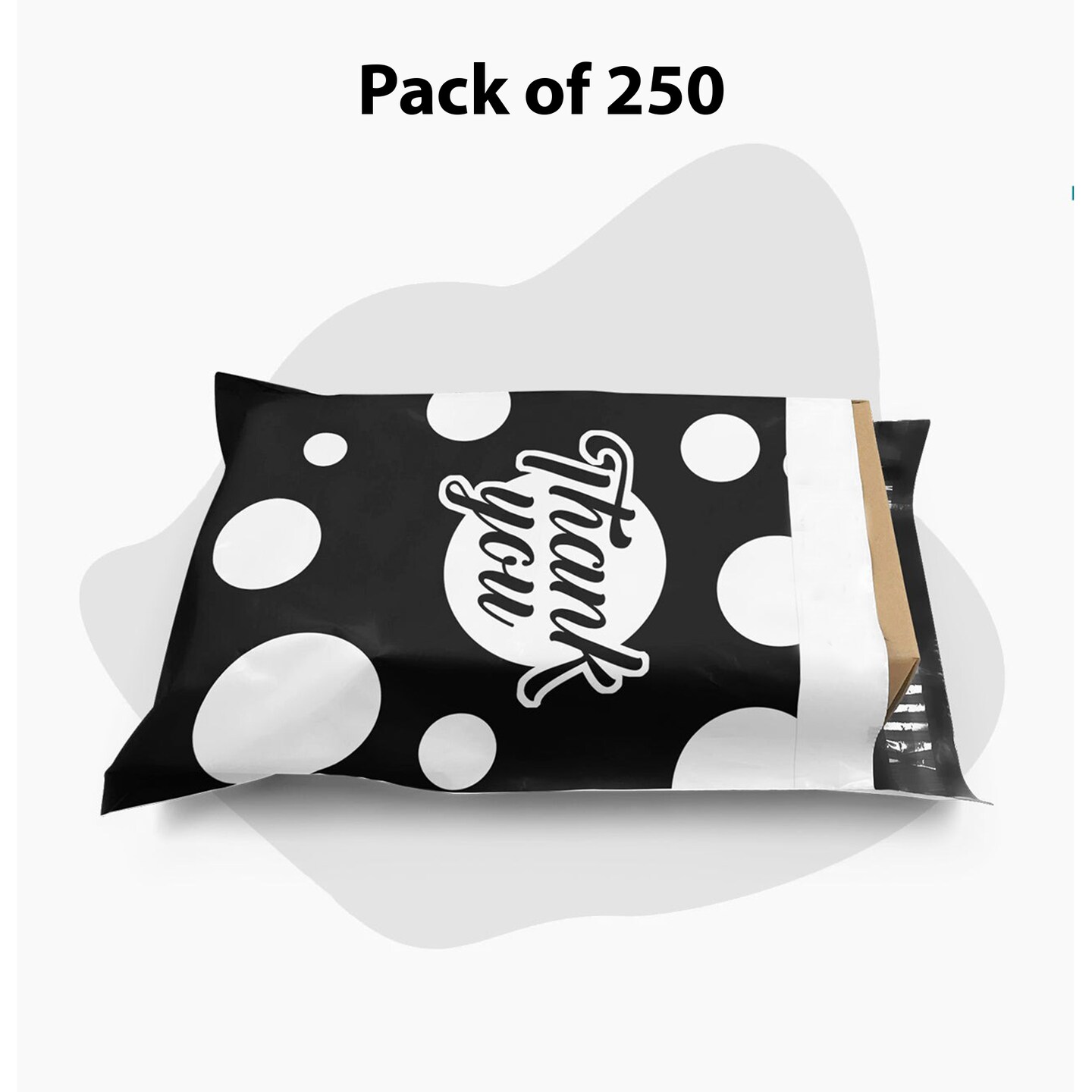 10 x 13 Black and White Polka Dot Thank You Poly Bag Mailer Envelopes 2 Mil