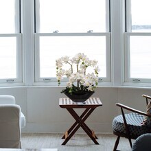 Set of 2 Elegant 18" White Orchid Flower Arrangements in Vase - Timeless Faux Floral Centerpieces for Home, Weddings & Events - Top Choice & Stylish Decor