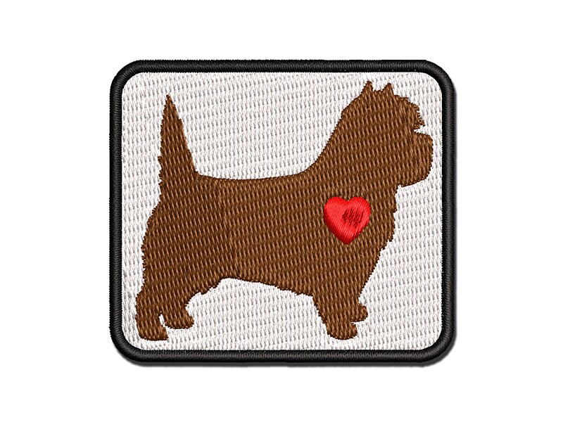 Cairn Terrier Dog with Heart Multi-Color Embroidered Iron-On or Hook &#x26; Loop Patch Applique