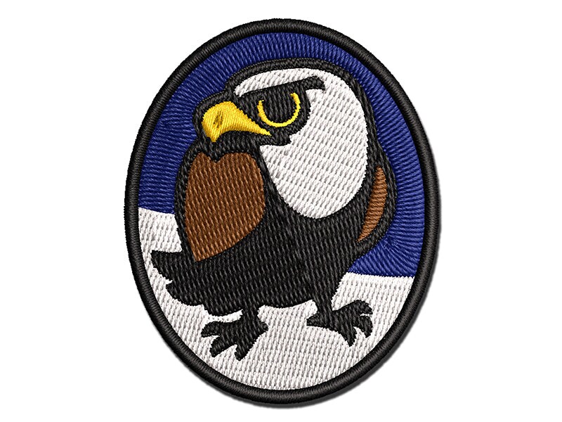 Cute and Grumpy Bald Eagle Multi-Color Embroidered Iron-On or Hook &#x26; Loop Patch Applique