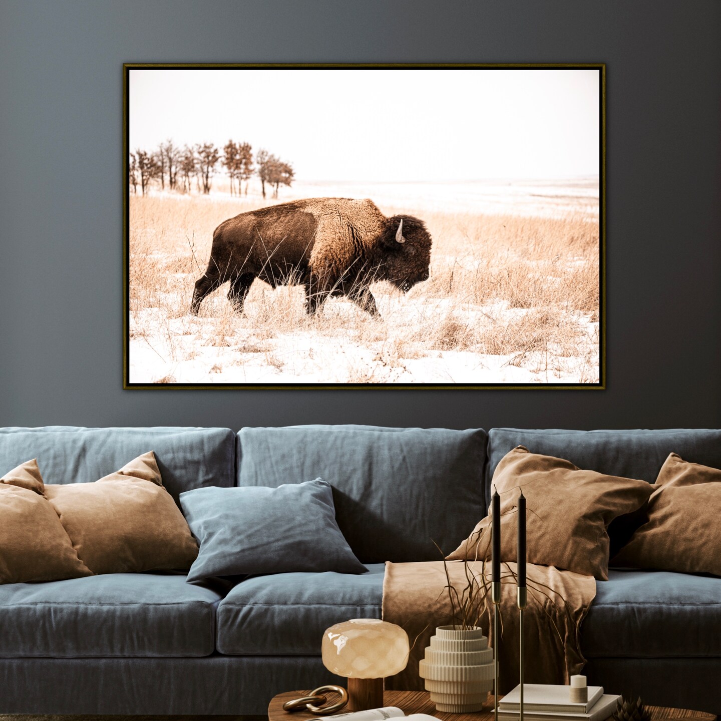 Bison Wall Art - Buffalo Canvas Print - Sepia Wall Decor - American ...