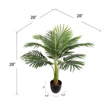28&#x22; Artificial Fan Palm Plants - 2-Pack Realistic Leaves, Potted in Black Planters, Indoor/Outdoor Decor, Home &#x26; Office Accents - All-Season Use, Floral Home by Artificial Flowers