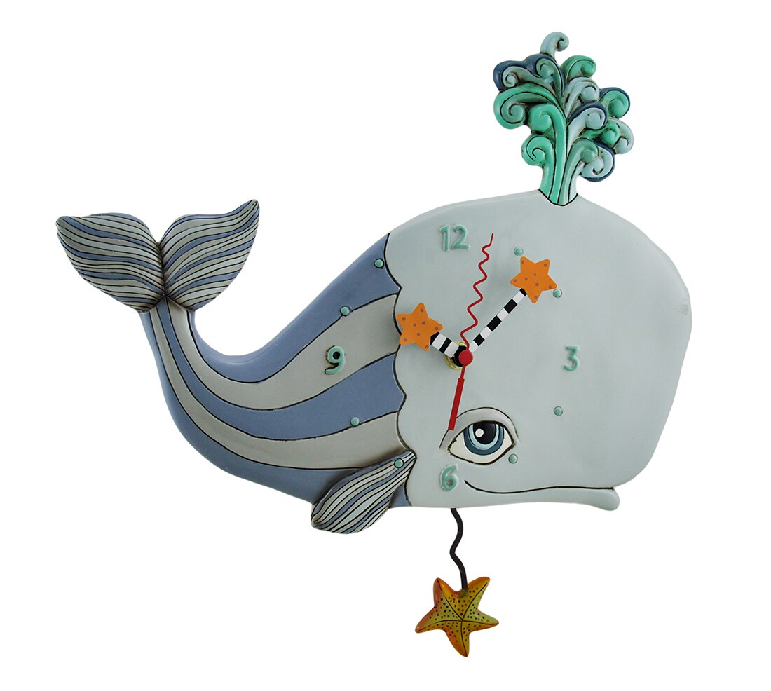 Spouting Off Blue / Gray Whale Pendulum Clock