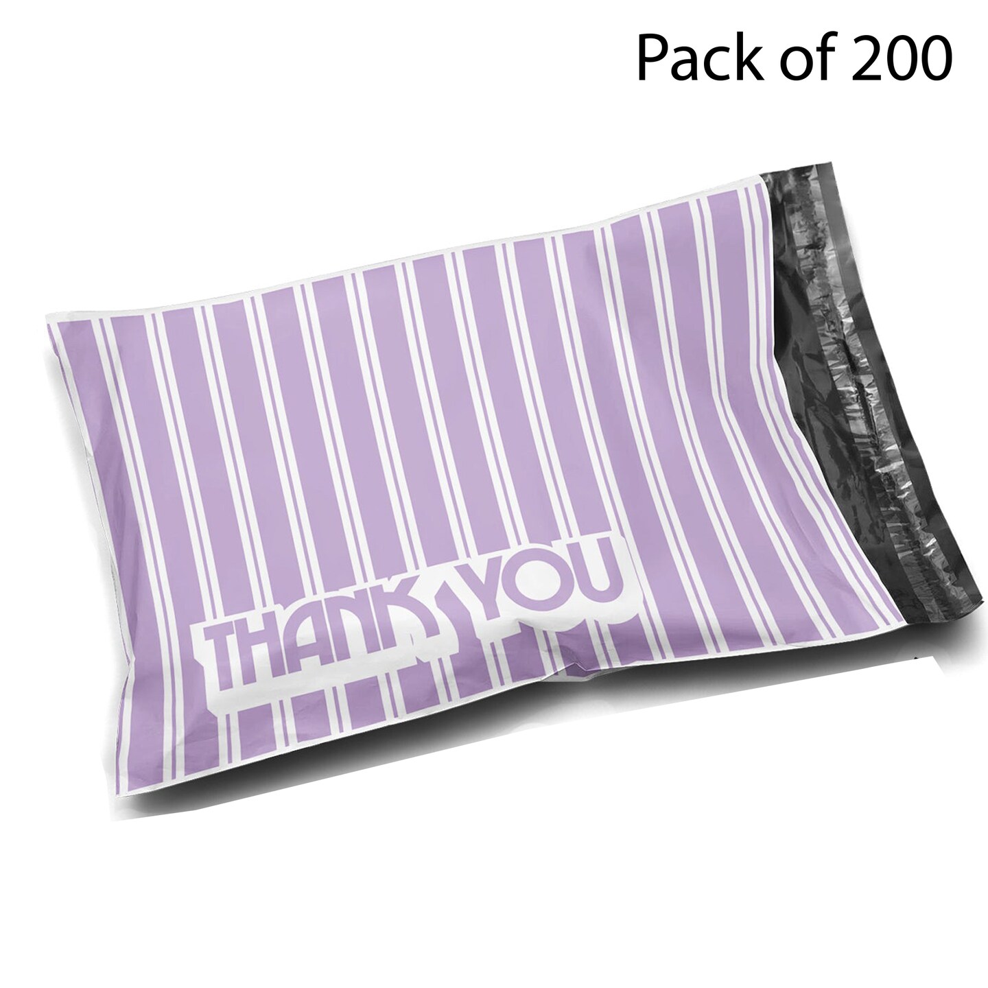 10 x 13 Lavender Retro Striped Thank You Poly Bag Mailer Designer Poly Bag Mailer Envelopes 2 Mil