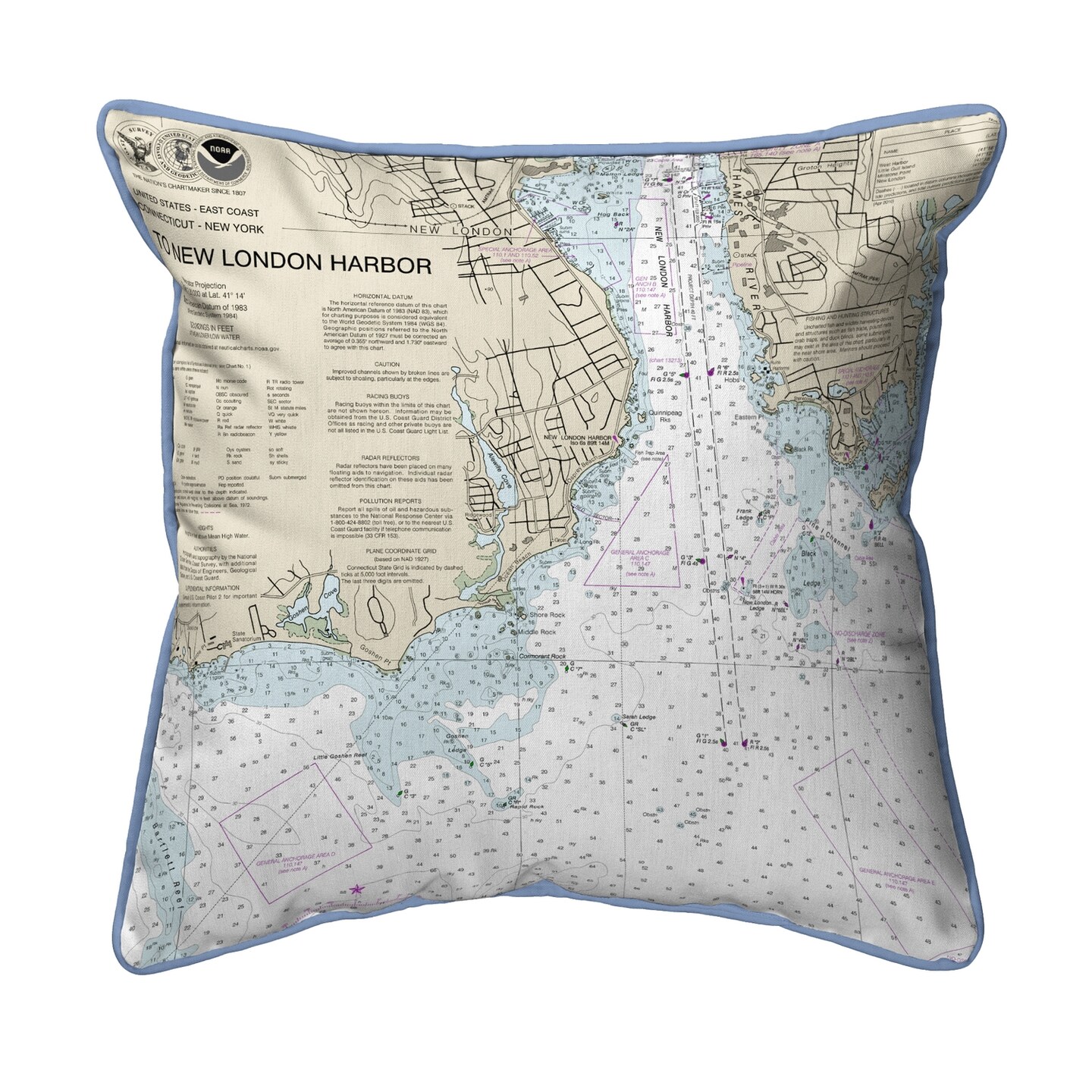 Betsy Drake New London Harbor, CT Nautical Map Small Corded Indoor ...