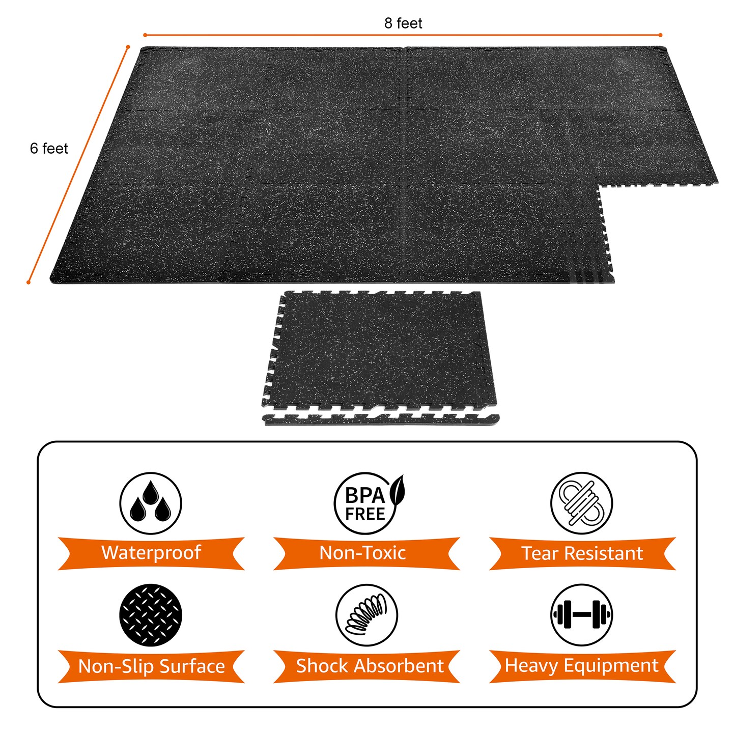 Sorbus Interlocking Foam Gym Floor Tiles -Great Exercise Mat Tiles for Workout, Yoga, Heavy Exercise Equipment Mat (12 Pack)