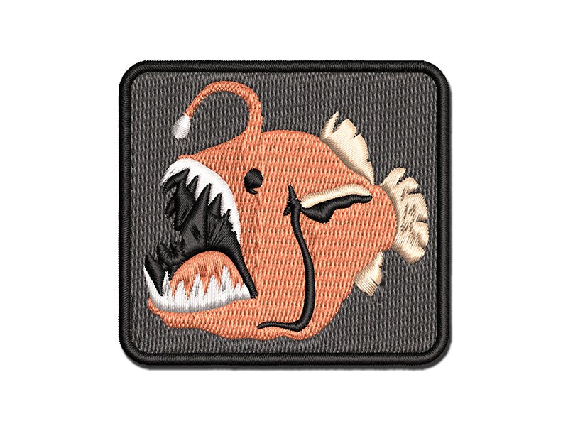 Creepy Scary Angler Fish Multi-Color Embroidered Iron-On or Hook &#x26; Loop Patch Applique
