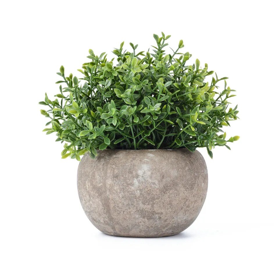 Artificial Plastic Potted Plant Mini Topiary Plants Desk Office Home Decor