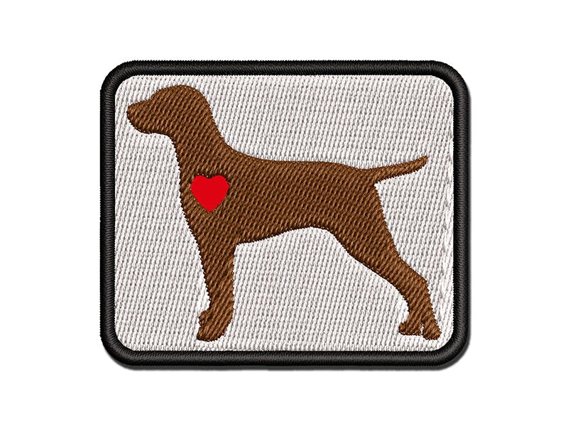 Hungarian Vizsla Dog with Heart Multi-Color Embroidered Iron-On or Hook &#x26; Loop Patch Applique