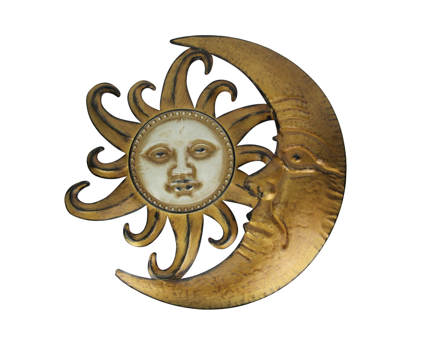 21 Inch Metal Sun Moon Face Wall Hanging Sculpture Celestial Art Home Decor