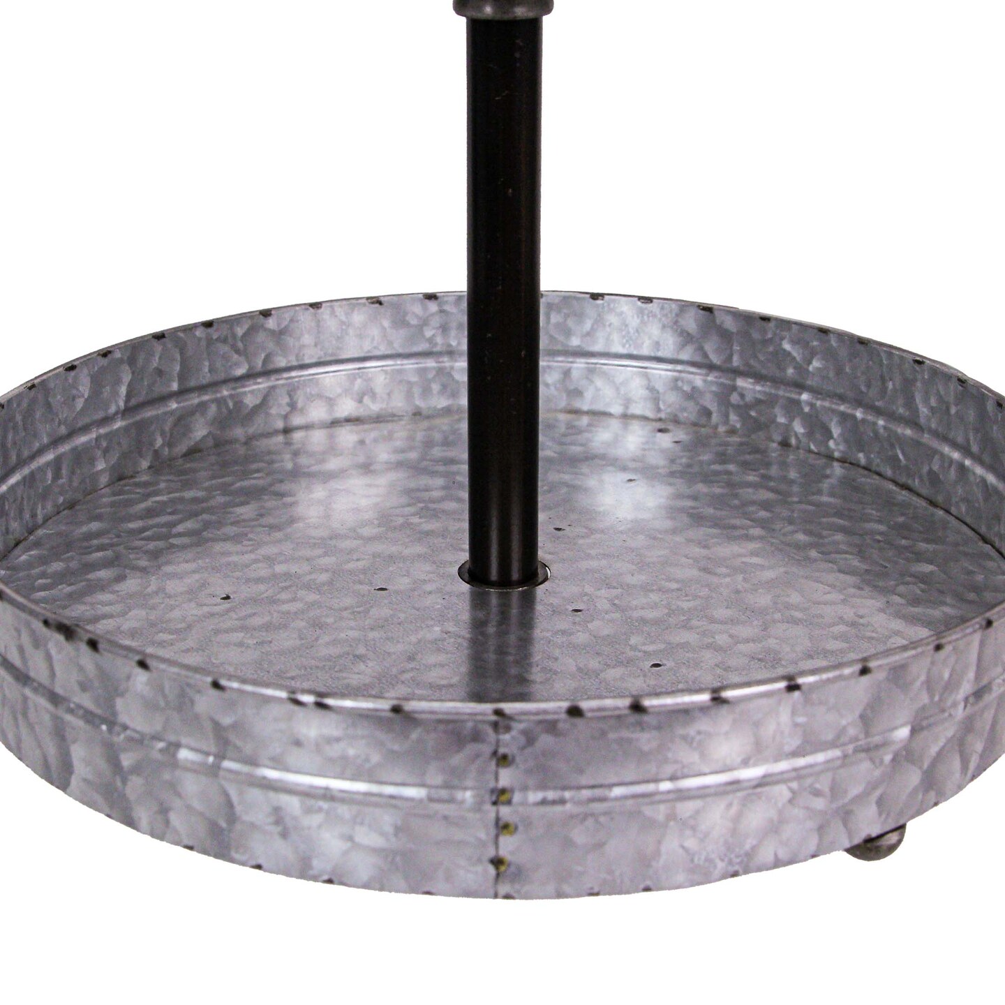 Metal Rustic Round Two Tier Country Farmhouse Tray Serving Stand