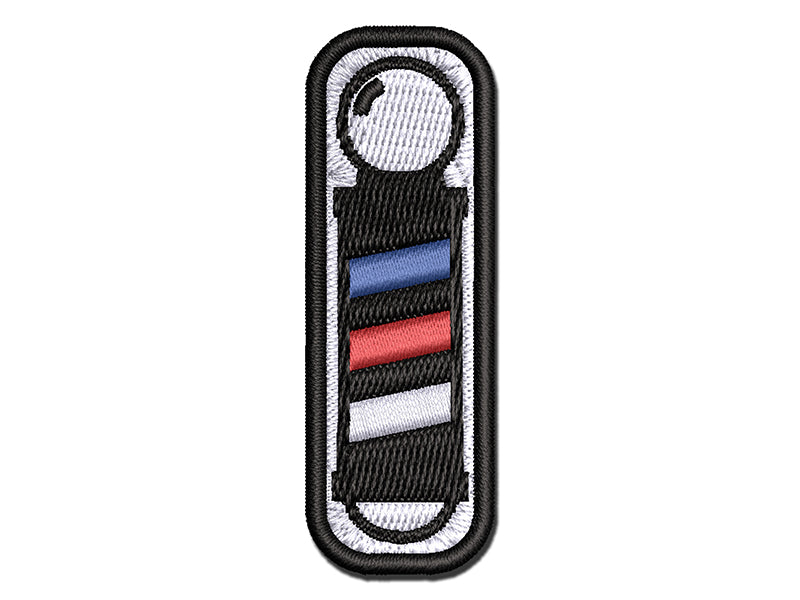 Barber Pole Icon Multi-Color Embroidered Iron-On or Hook &#x26; Loop Patch Applique