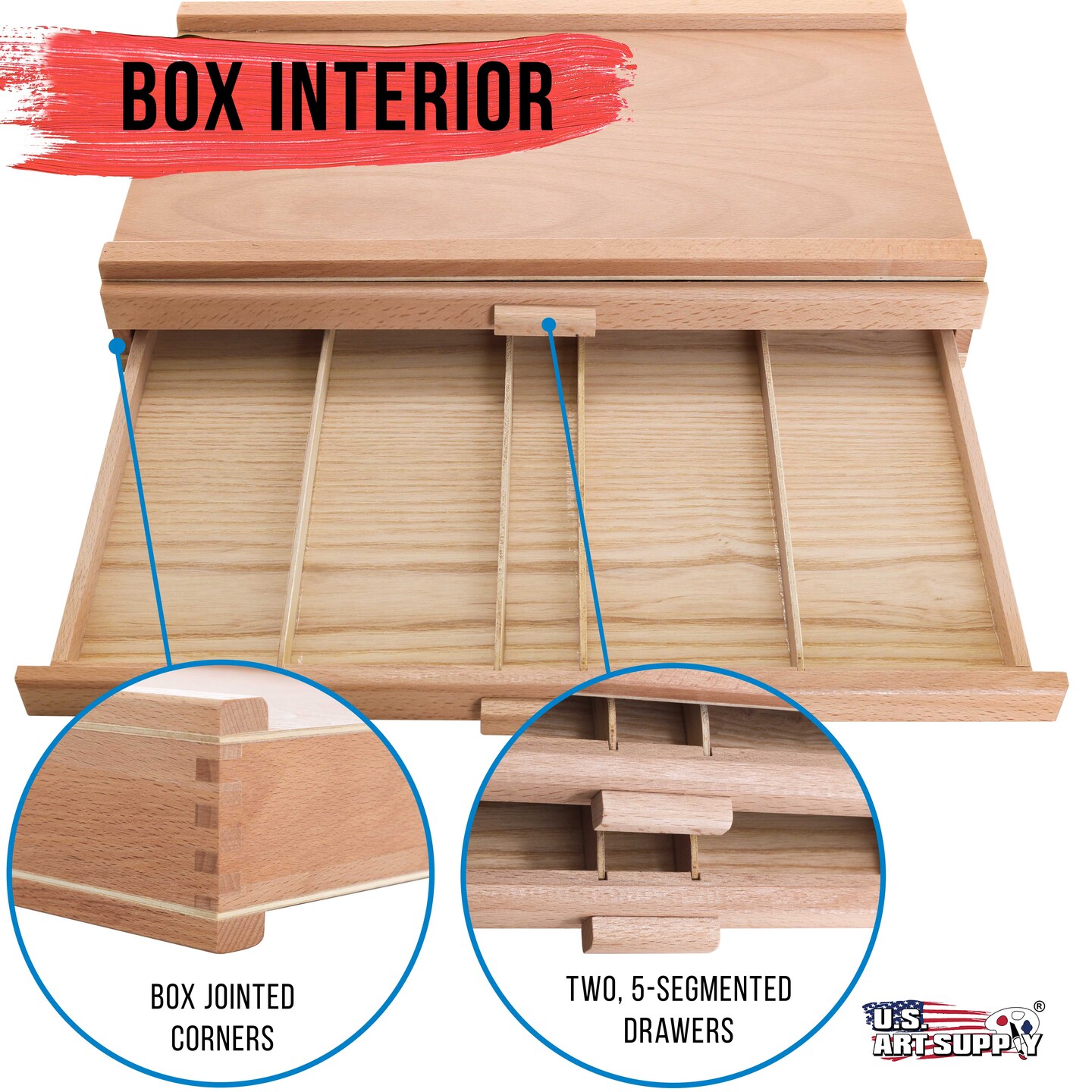 2-Drawer Artist Wood Pastel, Pen, Marker Storage Box