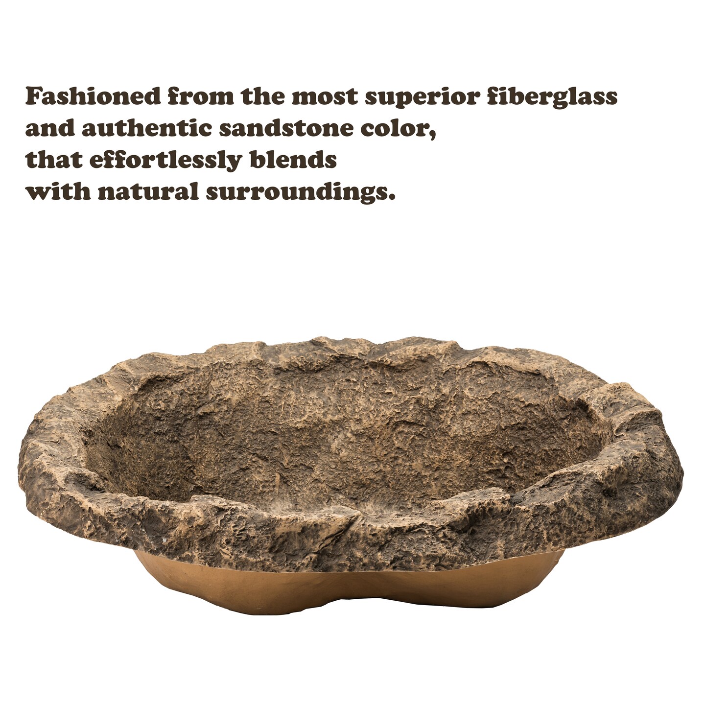 Small Flower Faux Rock Fiberglass Garden Decorative Water Pond, 17 Gallon Sandstone Outdoor Patio Bed Waterfall Pond