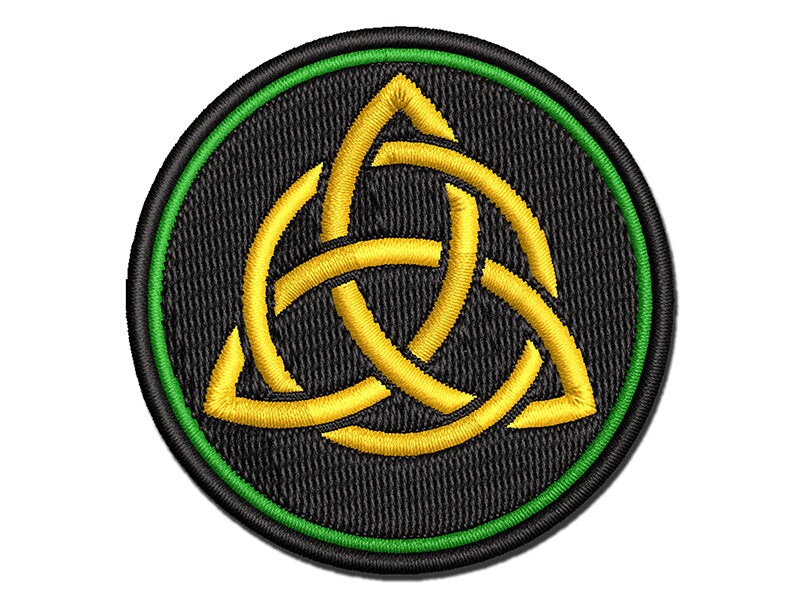 Celtic Triquetra Knot Silhouette Multi-Color Embroidered Iron-On or Hook &#x26; Loop Patch Applique