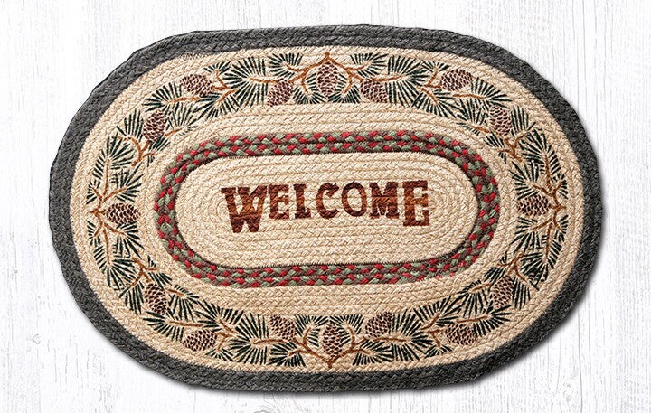 Earth Rugs OP-81 Pinecone Welcome Oval Patch 20&#x22; x 30&#x22;