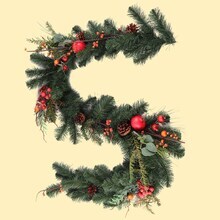 Set of 2: 6ft Traditional Pine Garland with Realistic Fruits, Twigs, &#x26; Pine Cones, Festive Accents, Christmas Garlands, Table &#x26; Mantel, Parties &#x26; Events, Home &#x26; Office Decor, Floral Home by Artificial Flowers
