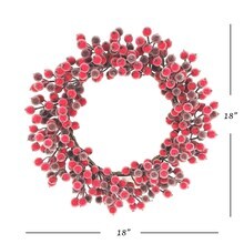 18&#x22; Vibrant Red Magic Berry Wreath with Lifelike Berries by Floral Home&#xAE;