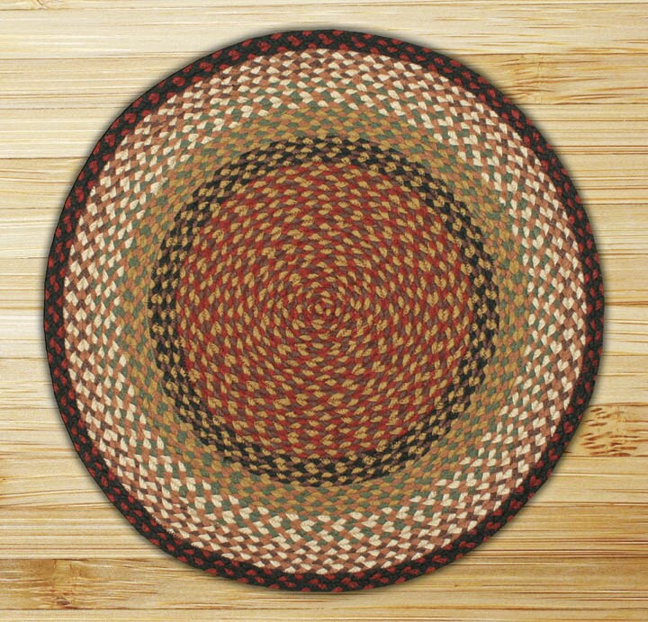 Earth Rugs C-19 Burgundy / Mustard Round Braided Rug 5.75 Feet x 5.75 ...