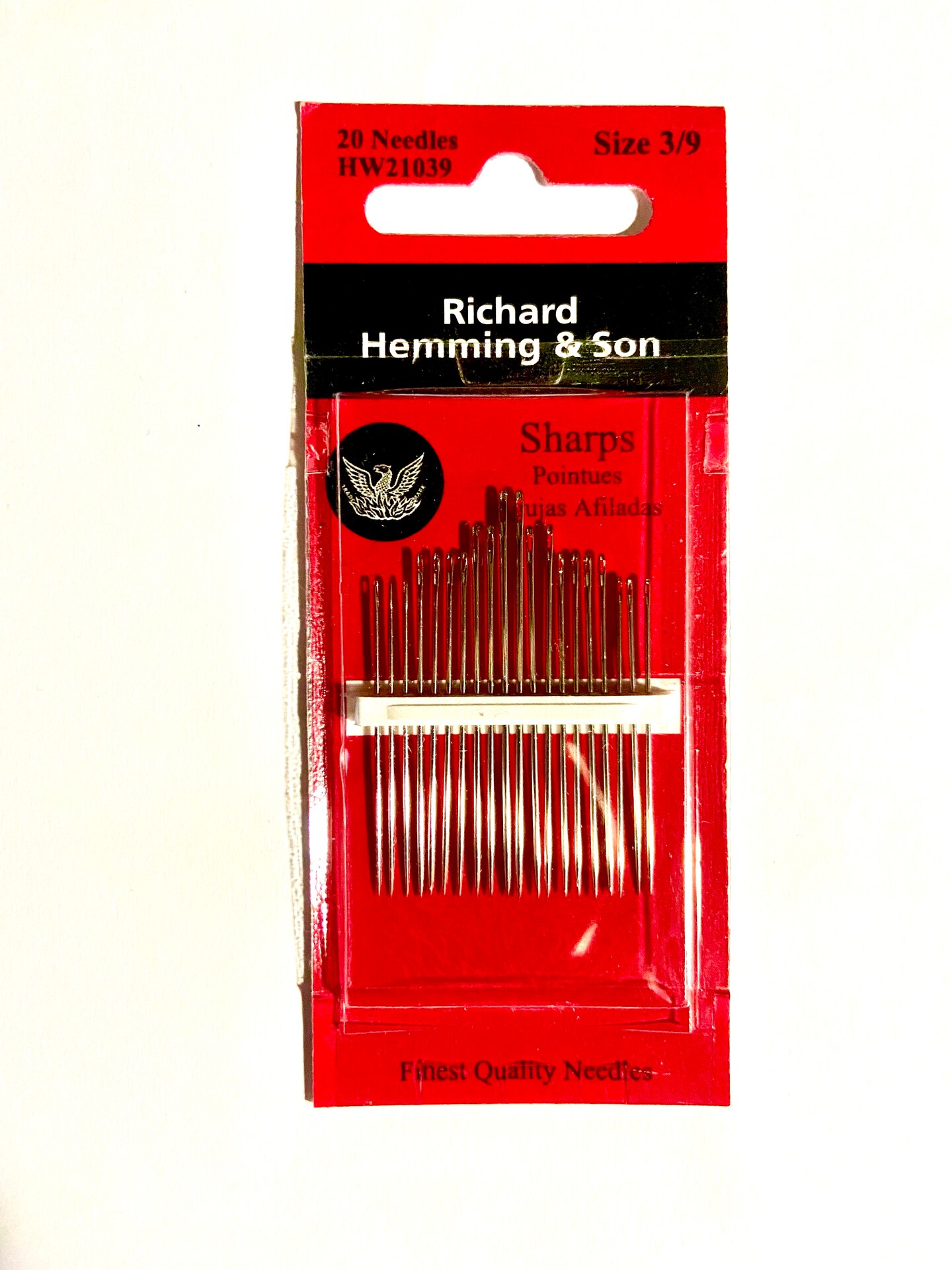 Hand Sewing Needles - Sharps --- Size 3/9 --- by Richard Hemming & Son®