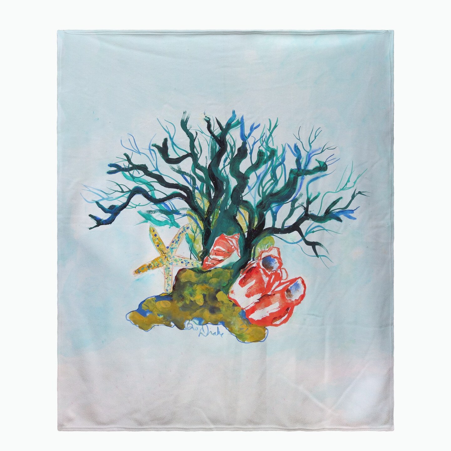 Betsy Drake Starfish Coral Shells Throw