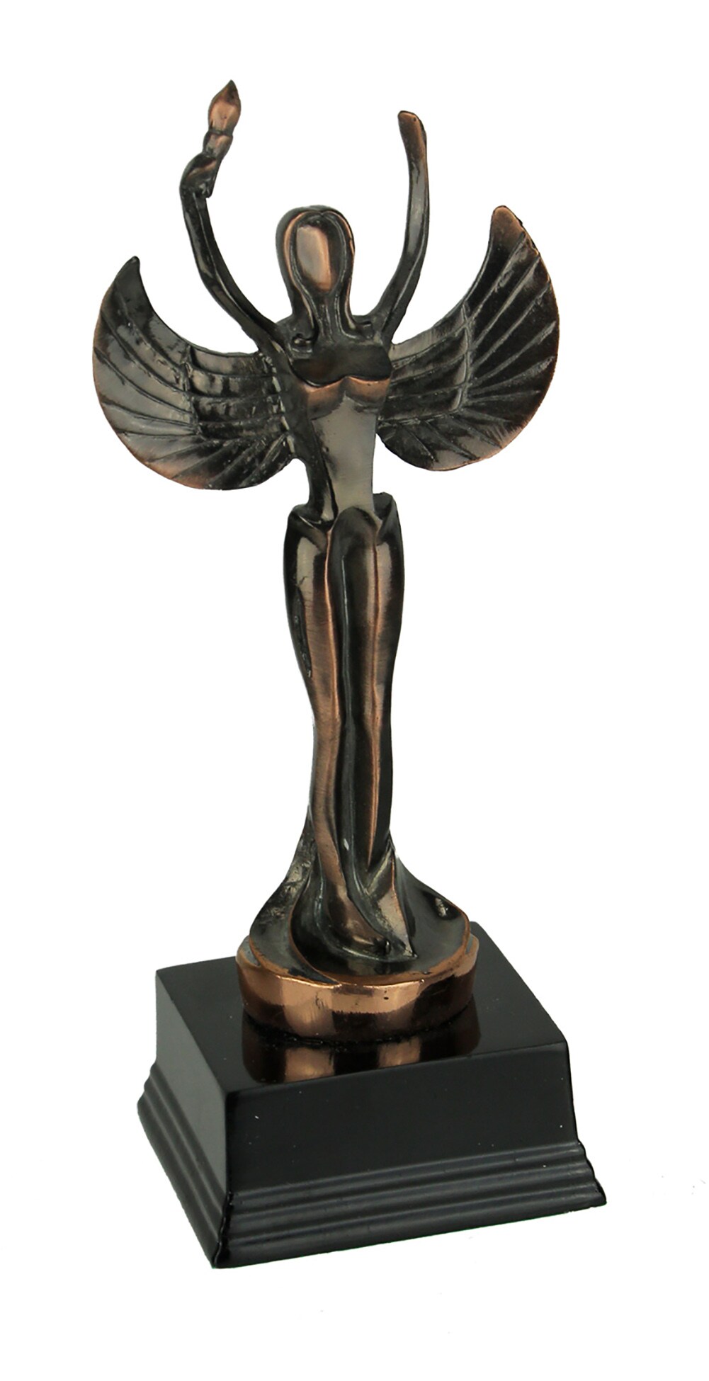 Polished Bronze Finish Abstract Angel Holding Torch Light Statue