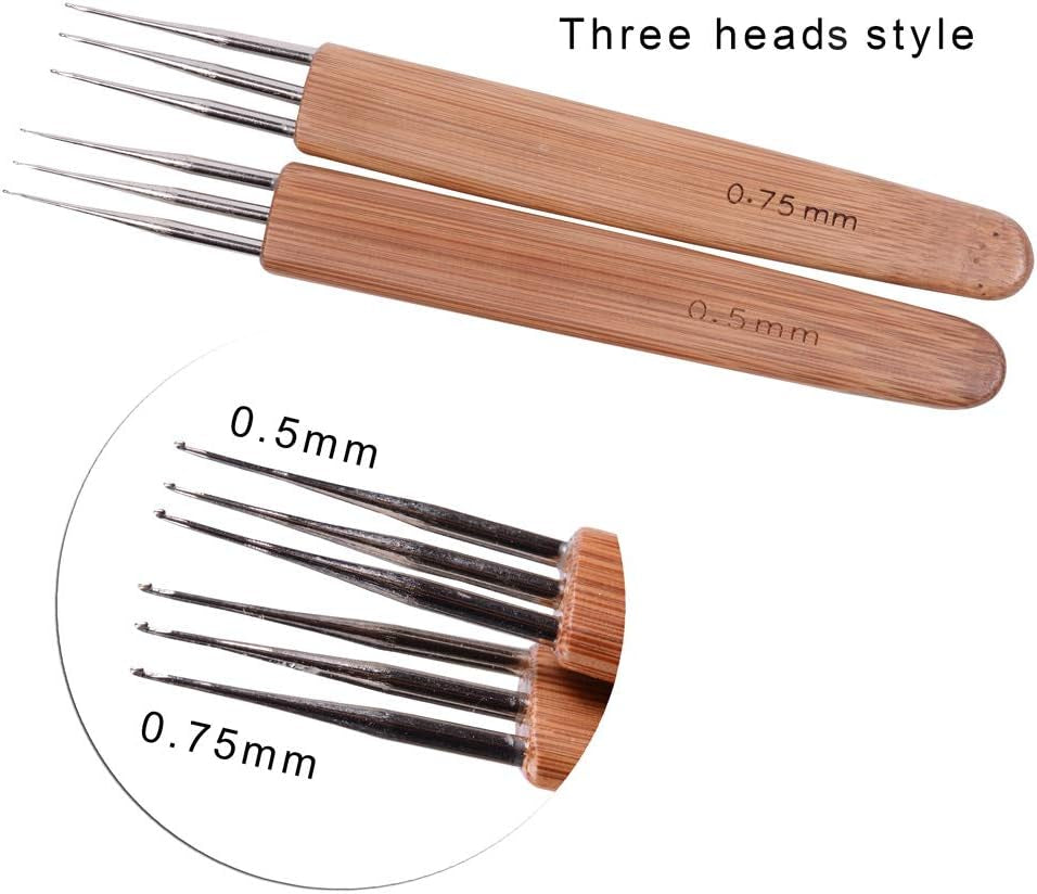 3Pcs/Set Dreadlock Crochet Hook for Hair Dreadlock Needle Tool for Braid Craft Dread Locks Crochet Needles 0.75Mm (1 Hook 2 Hooks 3 Hooks)