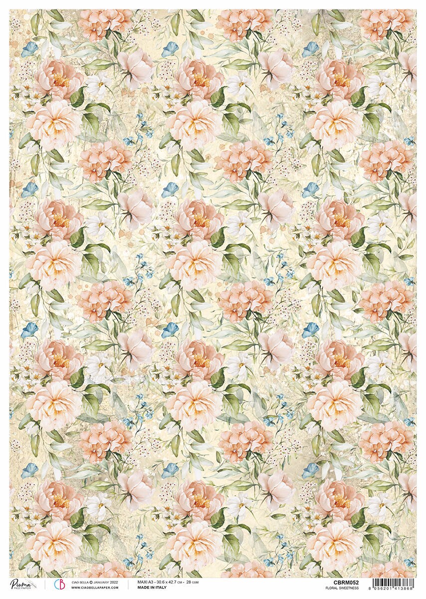 Ciao Bella Rice Paper A3 Piuma Floral sweetness - 3 Sheets