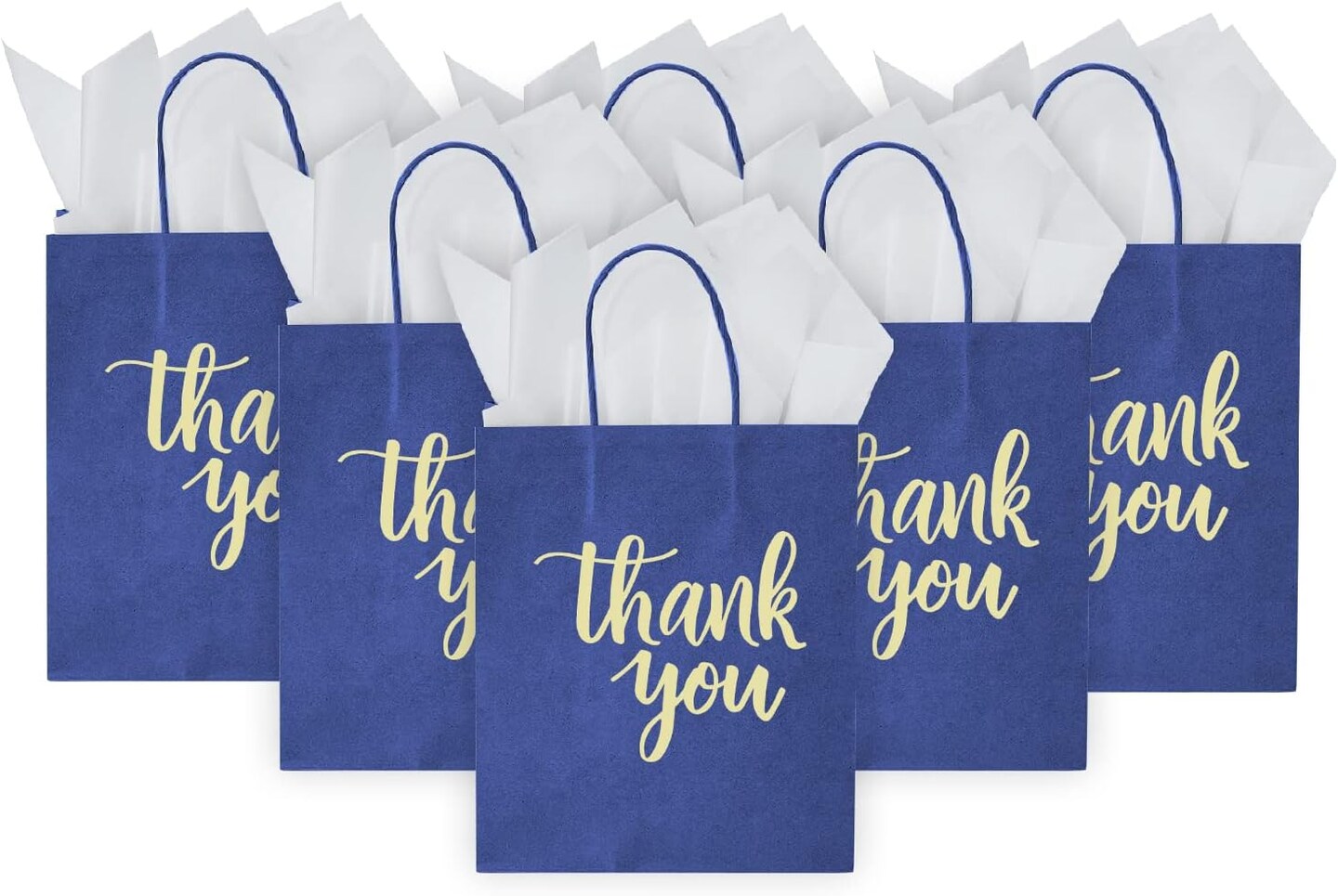 50 Pack Gift Bags with Handles and Tissue Paper