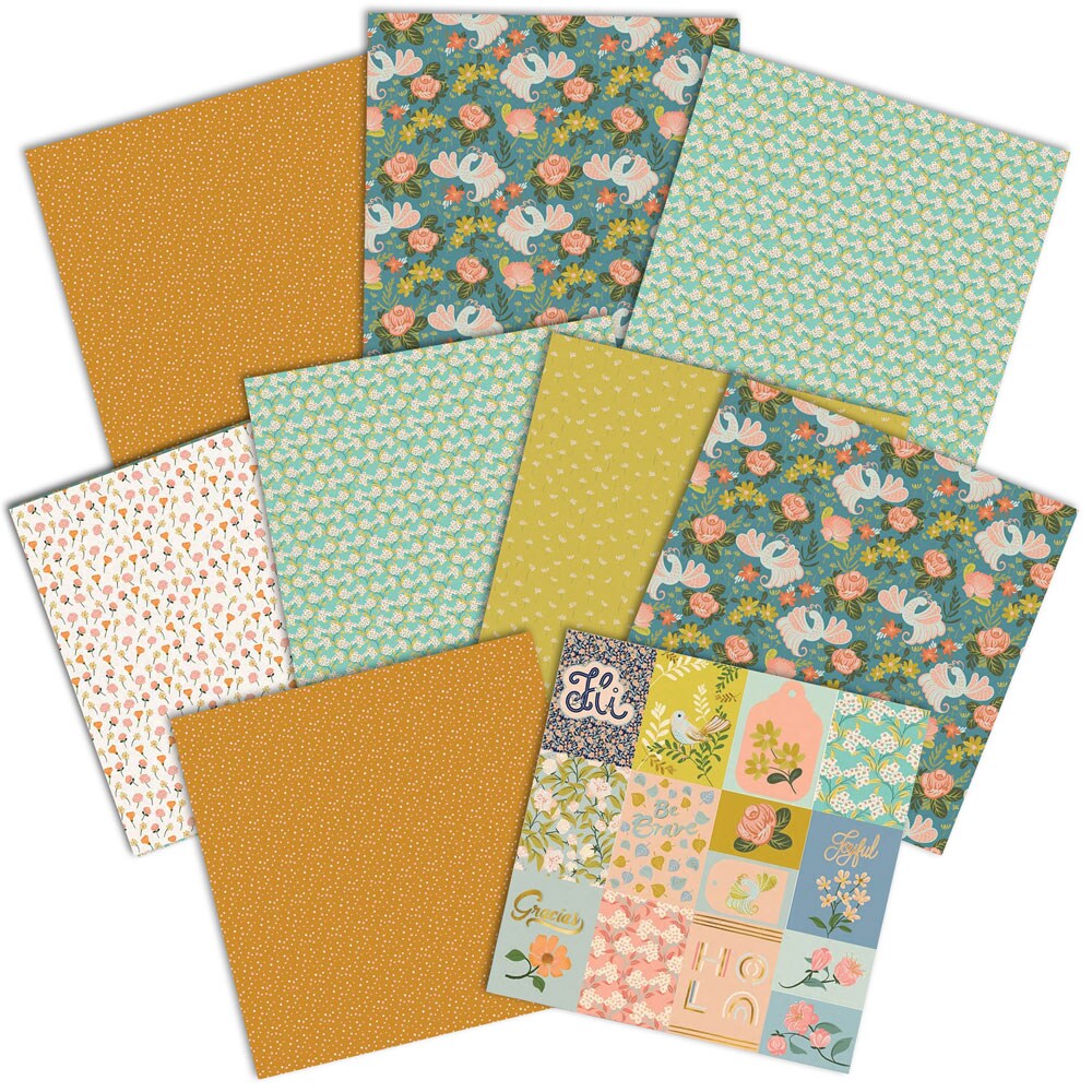 BACKYARD GARDEN PATTERN 12 X12 SCRAPBOOK PAPER SET
