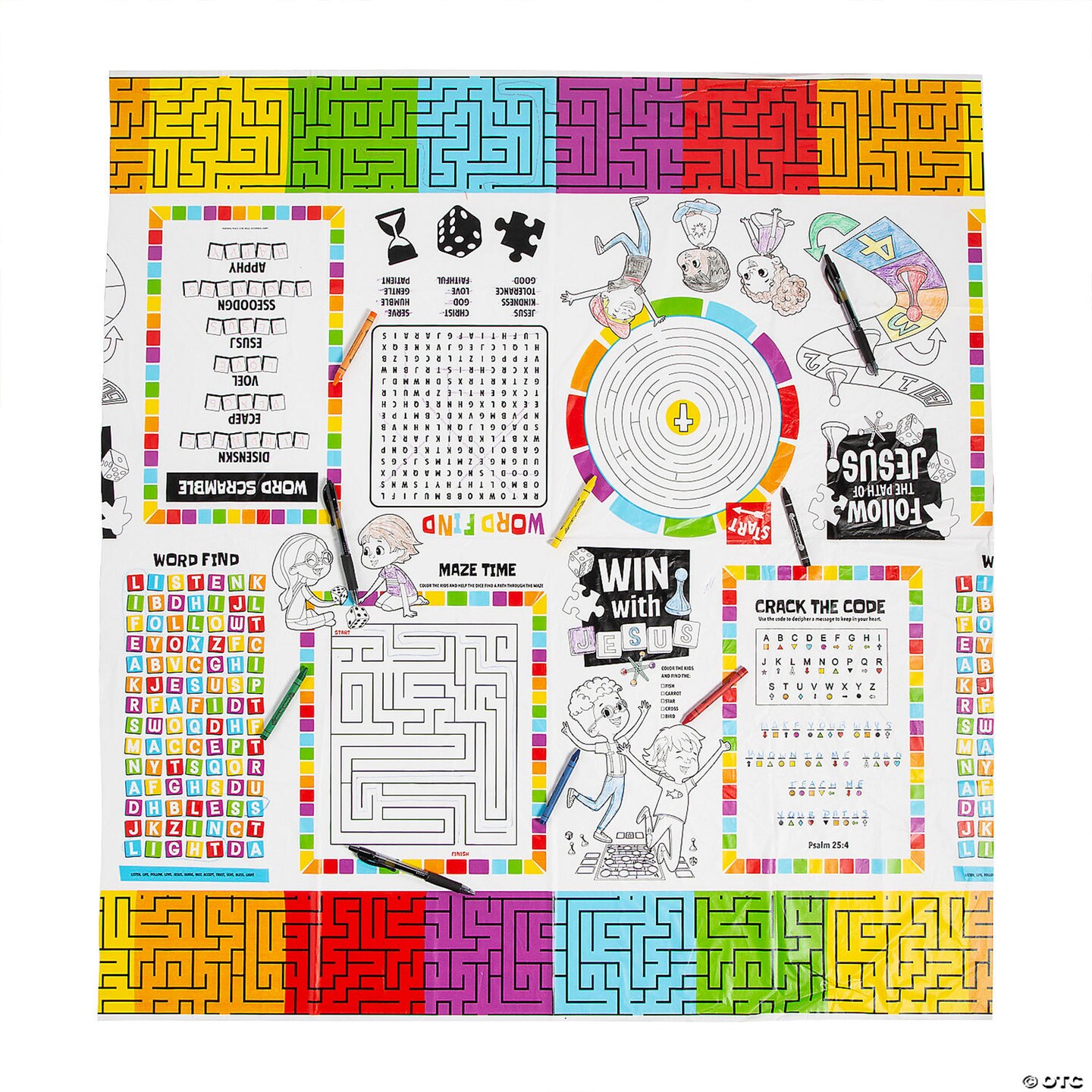40&#x22; x 100 ft. Board Game VBS Activity Plastic Tablecloth Roll