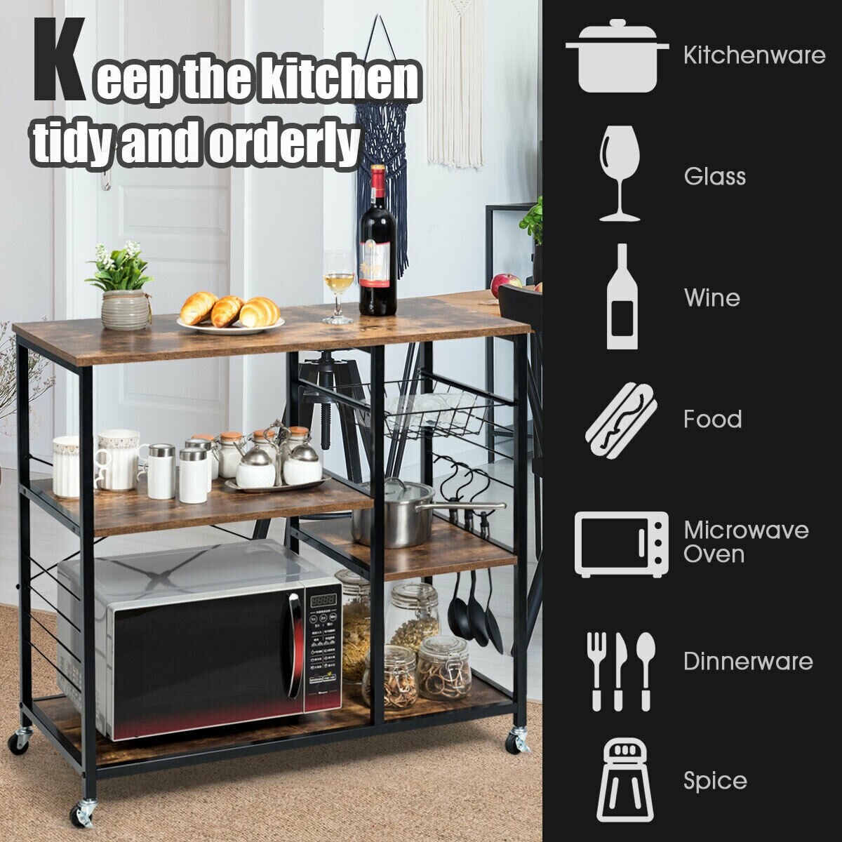 Rolling Industrial Kitchen Baker&#x27;s Storage Shelf