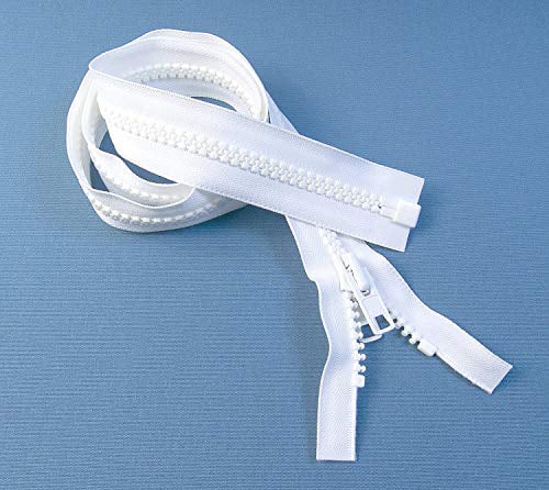 #10 Heavy Duty Marine Grade YKK Separating Zipper - Metal Tab Slider - Color White - Made in The United States (1 Zipper Per Pack) (40&#x22; Inches)