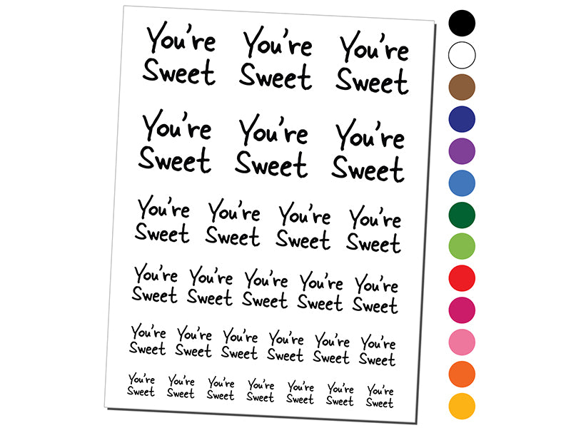 You&#x27;re Sweet Fun Text Temporary Tattoo Water Resistant Fake Body Art Set Collection